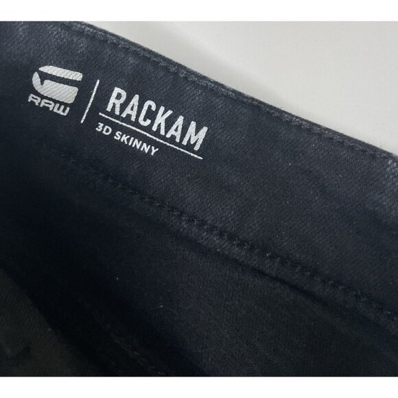 G Star Raw Rackam 3D Skinny Jeans Mens Black Stretch Biker Moto 29x27 - Picture 4 of 7